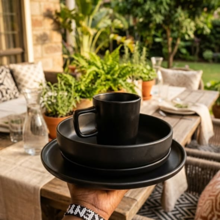 24Pc Matte Black Dinner Set