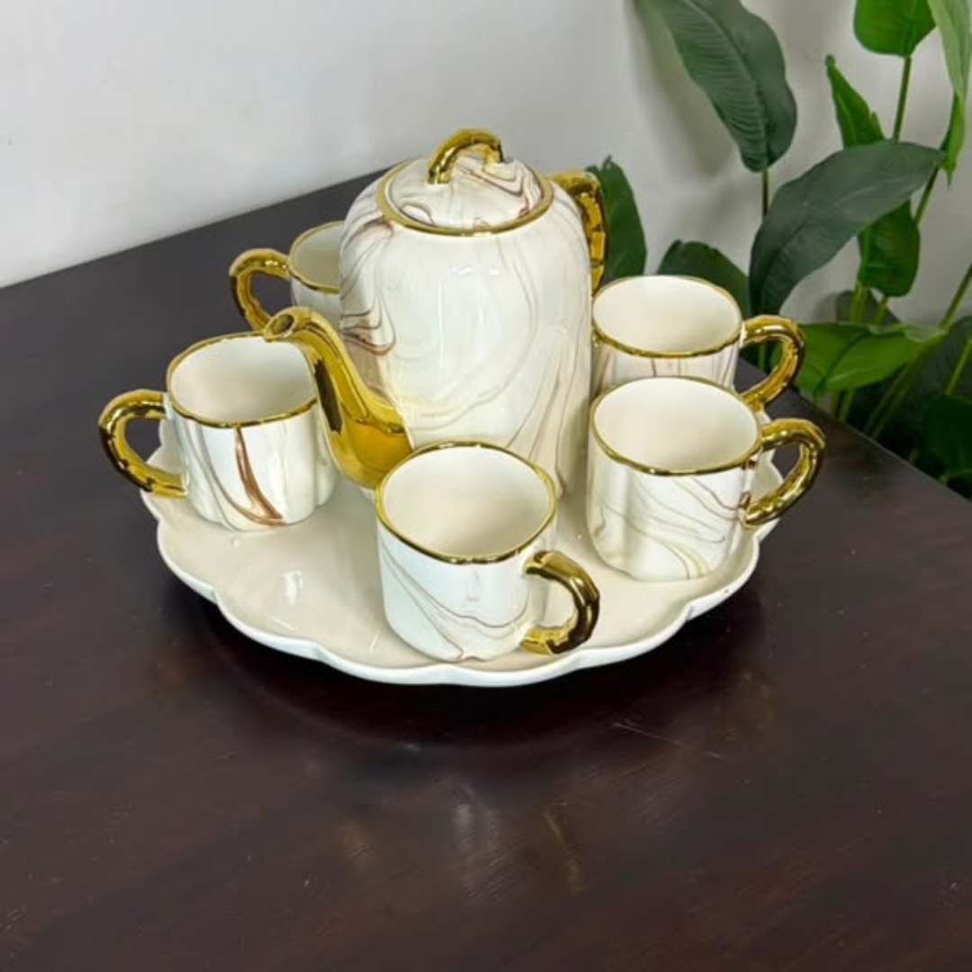 Brown Marble Tea Set