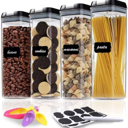 4Pcs Transparent Acrylic Cereal Food/Pantry Storage Containers