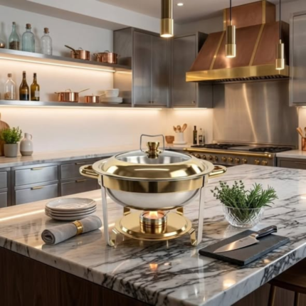Round 6-litre Stainless Steel Chafing Dish
