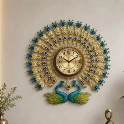 Double Head Peacock Wall Clock