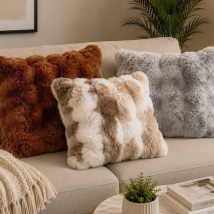 Soft Cozy Fluffy Faux Rabbit Pillow Case Covers