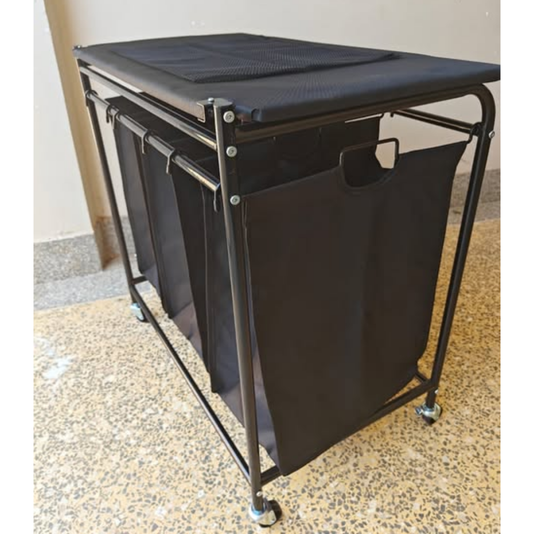 3-Compartment Laundry Basket with Ironing Board