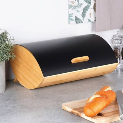 Bamboo Bread Bin With Metallic Cover