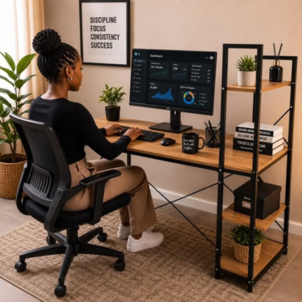 Desk / Workstation With Shelves