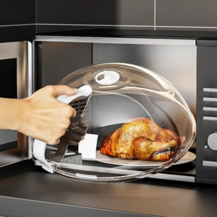Microwave Food Cover with White Handle