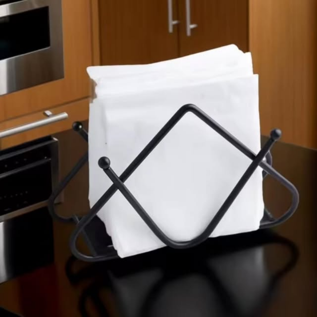 Black Tabletop Decorative Metal Tissue / Napkin Holder