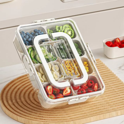 10-Compartment Clear Fridge Storage Box
