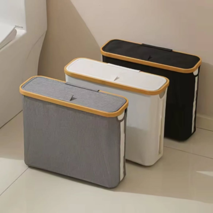 Toilet Paper Basket Organizer with Bamboo Lid