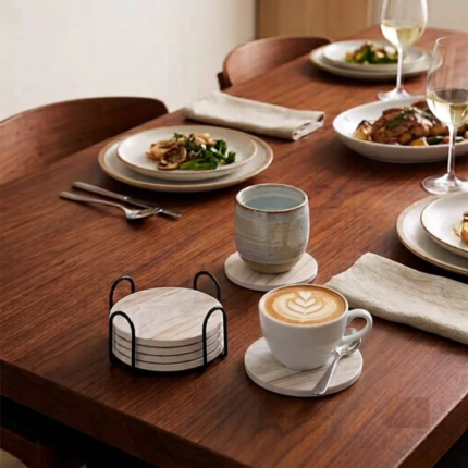 6pcs Marble Style Ceramic Coasters