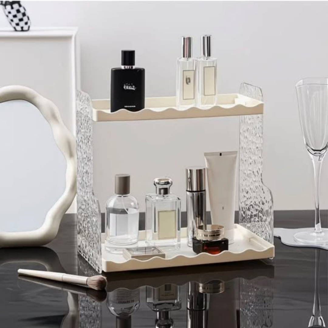 Glacier Pattern Vanity and Storage Rack