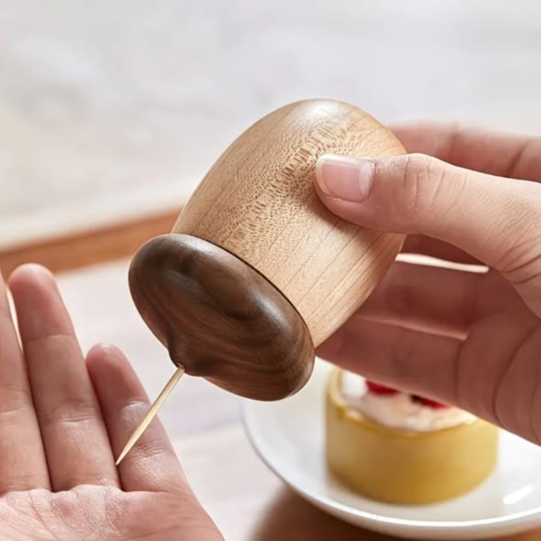 Walnut Cotton Swab / Toothpick Holder