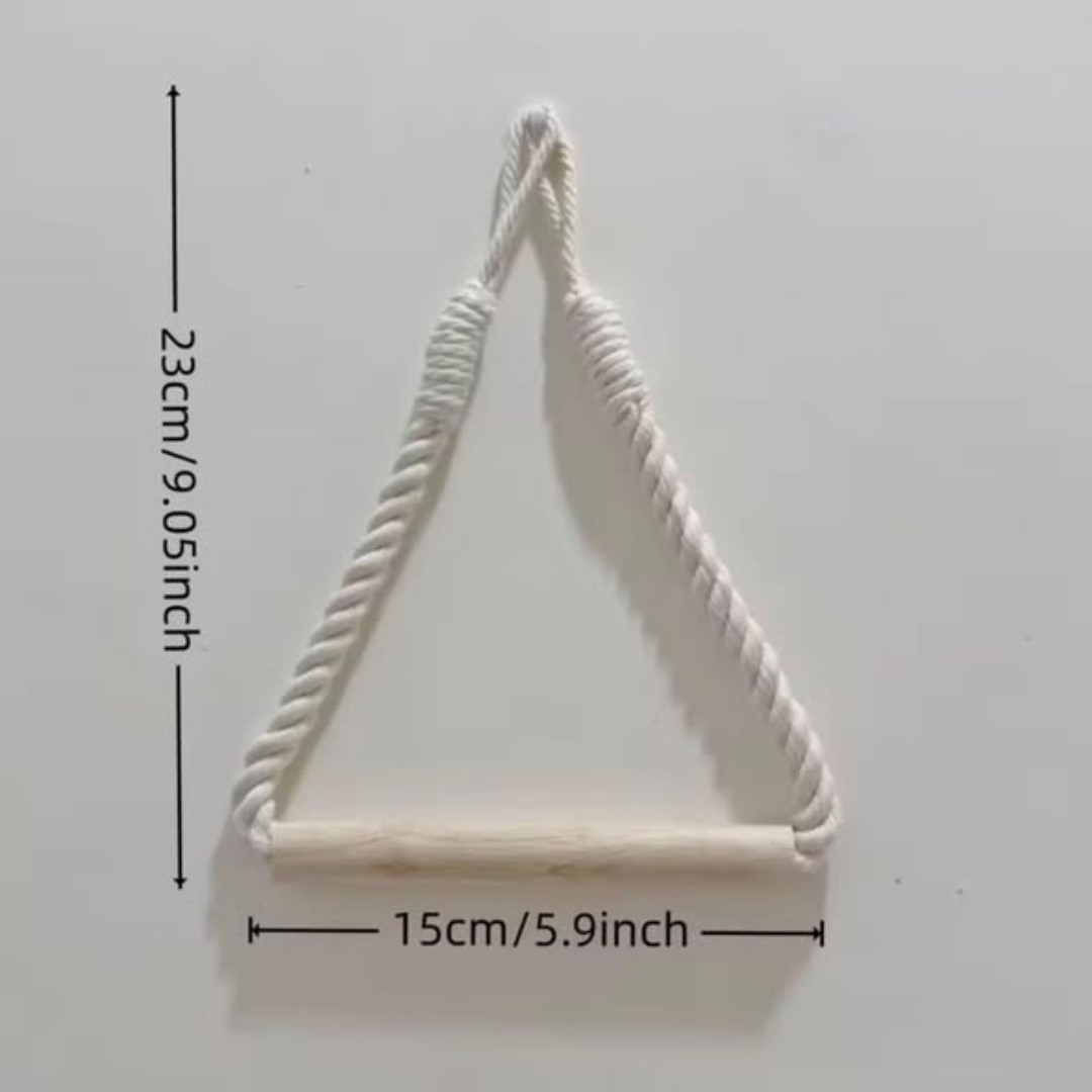 White Cotton Rope and Wooden Rod Paper Holder