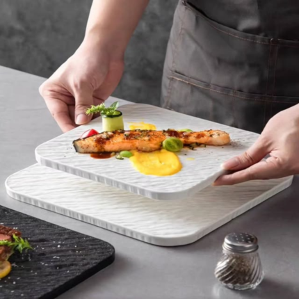 Rock Matte Square Dinner Plate With Stone Texture Pattern