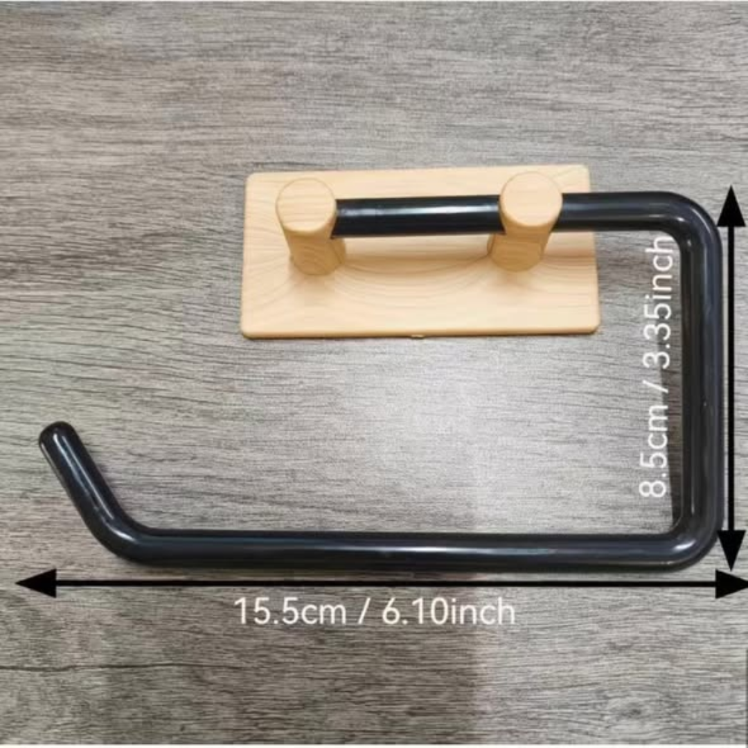 Wood Grain No-Drill Toilet Paper Holder
